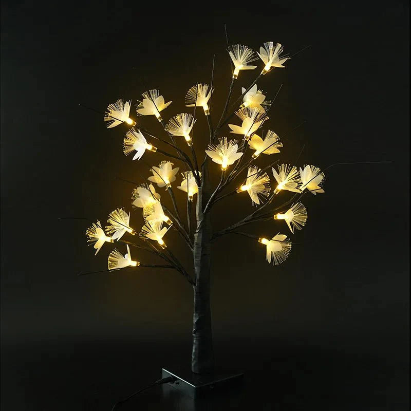 Witte Berk Bureaulamp met Roosvormige Bloemen - Warm Licht, USB en Batterij Voeding, 45 cm Hoog-3