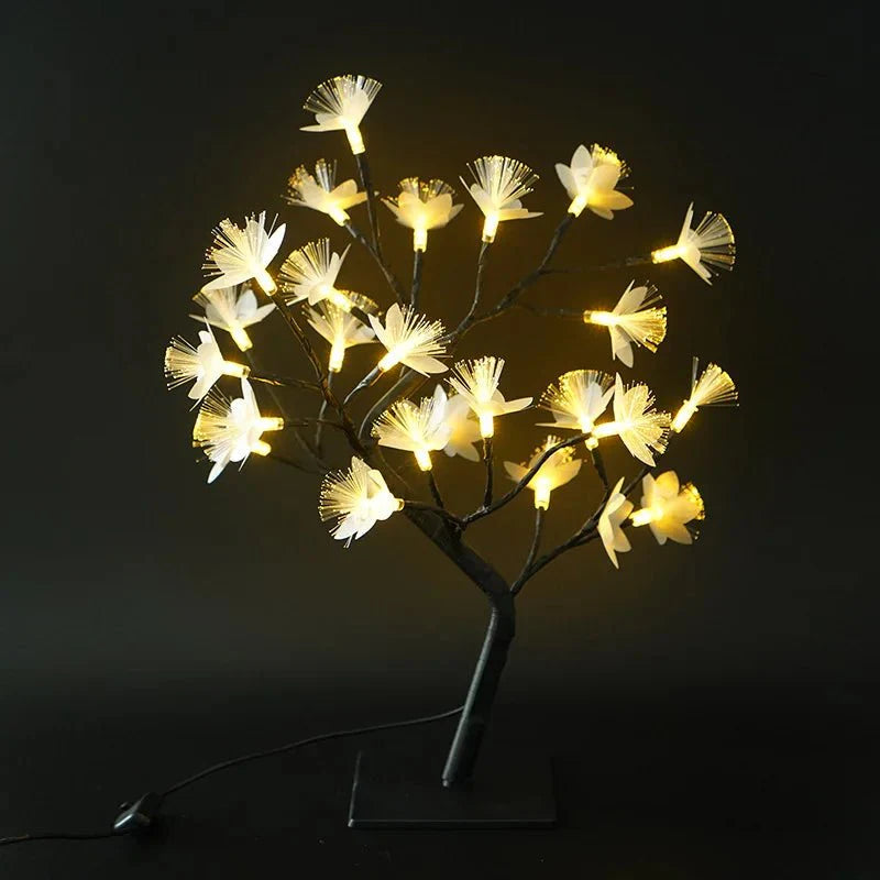 Witte Berk Bureaulamp met Roosvormige Bloemen - Warm Licht, USB en Batterij Voeding, 45 cm Hoog-2