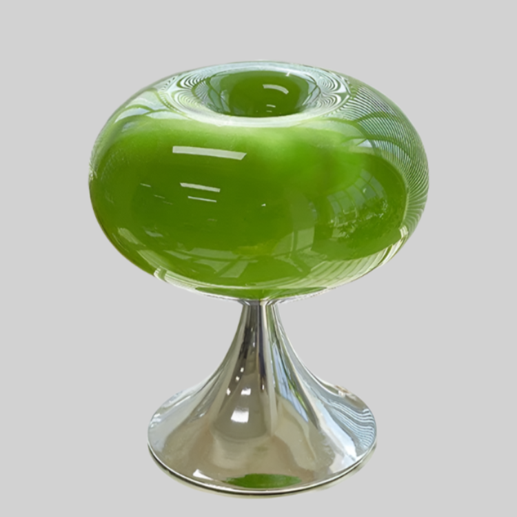 Variant image for Vintage Appelvormige Tafellamp - Antieke Stijl met Wit en Groen Glas - Ijzer en Glazen Steen, Draaiknop Schakelaar, Halogeen Verlichting-1