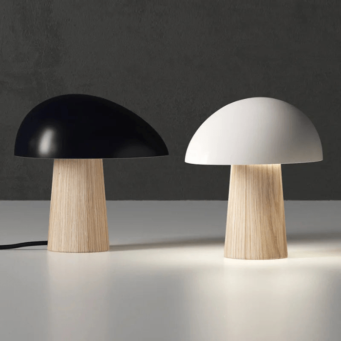 Scandinavische Tafellamp met Minimalistisch Design en Houtnerfaccenten - LED Verlichting, 28cm hoog, Duurzaam Metaal en Hout-1