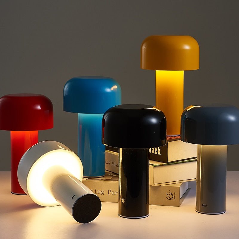 Italiaanse Paddenstoel Draadloze Tafellamp - Oplaadbare Snoerloze Verlichting met Chromen Accenten en 3 Dimbare Kleuren-3