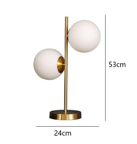 Deense Stijl Tafellamp met Glazen Accenten en Metalen Elementen – Luxe Minimalistisch Design, Hoogte 53 cm, Dimbare 3W LED-4