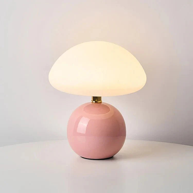 Variant image for Franse Roomkleurige Tafellamp - Keramische Champignonlamp met Verstelbare LED-kleuren en Uniek Design-4