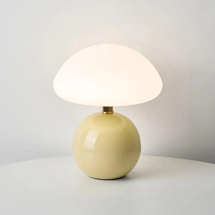 Variant image for Franse Roomkleurige Tafellamp - Keramische Champignonlamp met Verstelbare LED-kleuren en Uniek Design-2