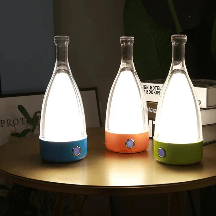 Oplaadbaar Nachtlampje in Wijnfles Vorm - Decoratief Glas en Acryl met Dimbare LED Verlichting en Touch-Schakelaar-5