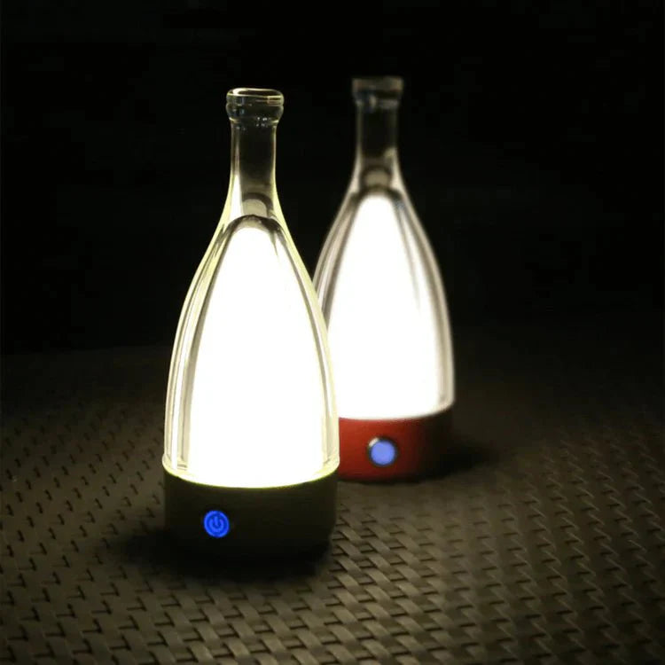 Oplaadbaar Nachtlampje in Wijnfles Vorm - Decoratief Glas en Acryl met Dimbare LED Verlichting en Touch-Schakelaar-4
