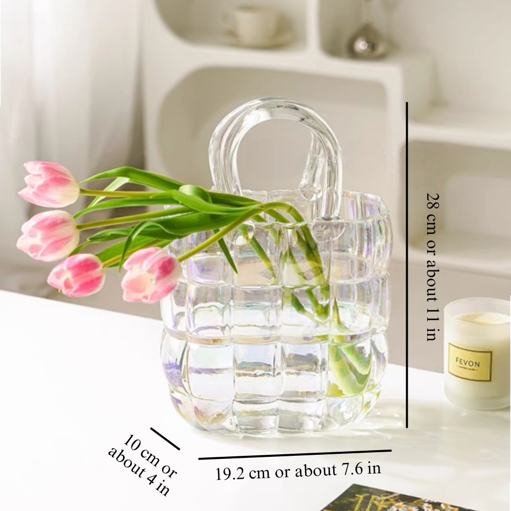 LUXEBLOOM - Elegante Glazen Handtas Vaas voor Stijlvolle Interieurs