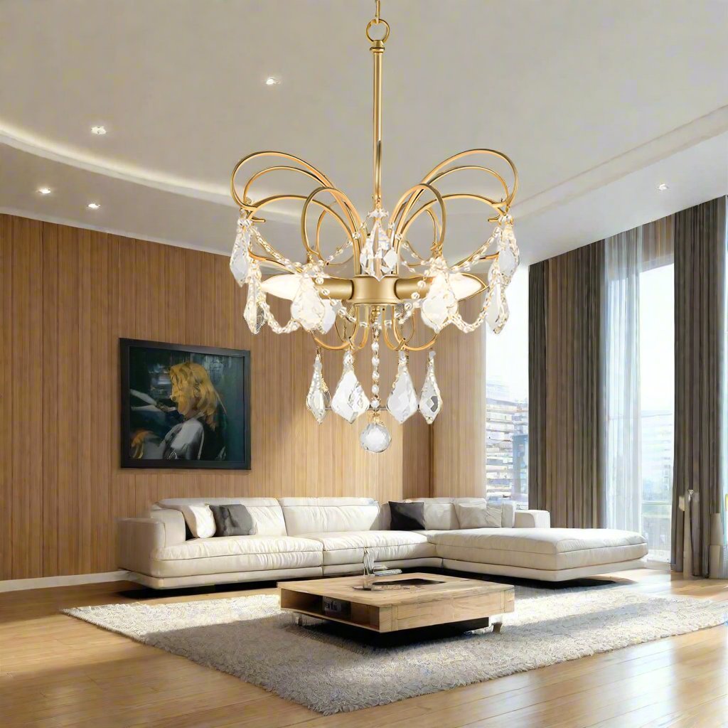 Vlindervormige Kroonluchter Modern - Messing Metaal, LED Verlichting, 3 Lampen, Ø43cm x H50cm-3