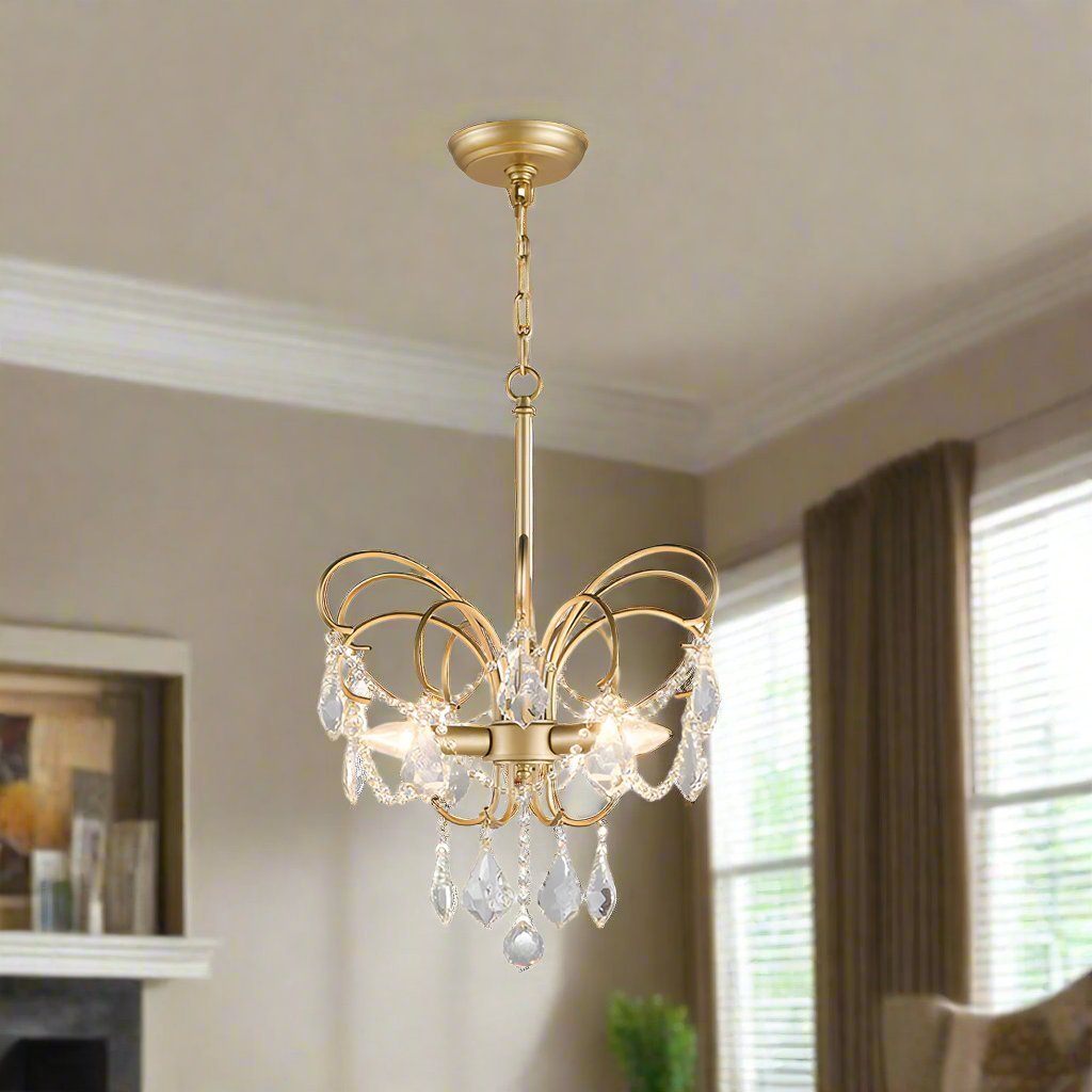Vlindervormige Kroonluchter Modern - Messing Metaal, LED Verlichting, 3 Lampen, Ø43cm x H50cm-4