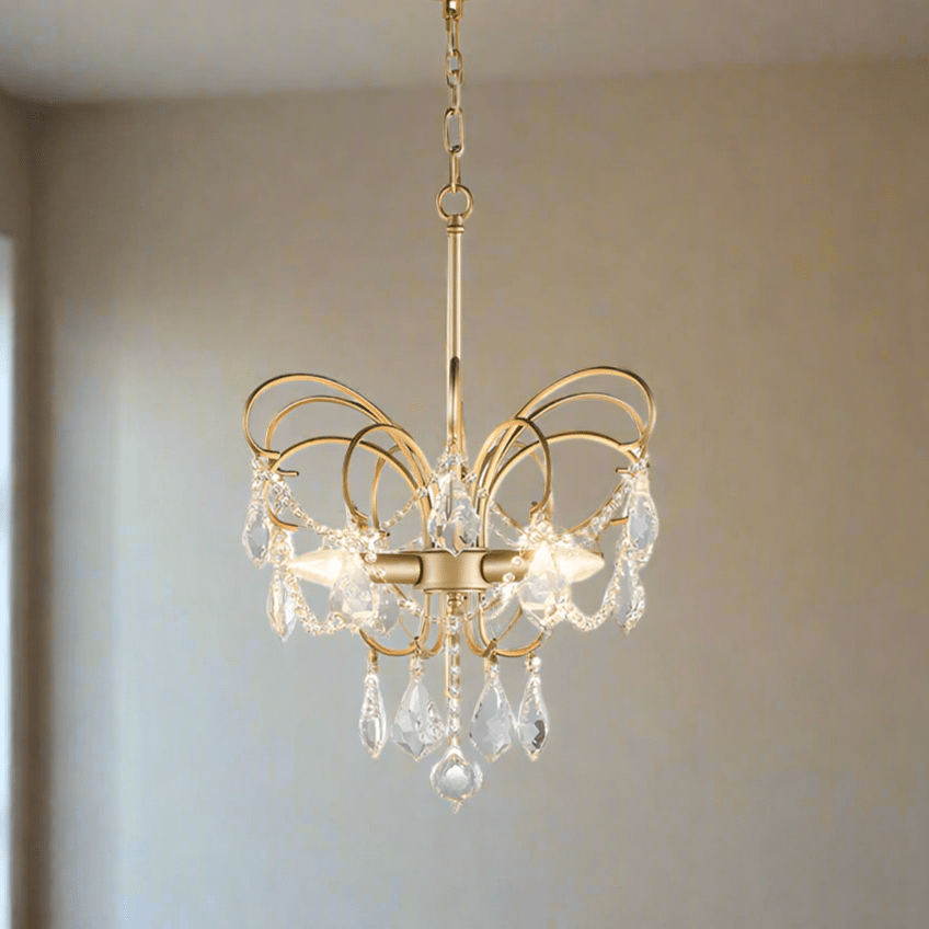 Vlindervormige Kroonluchter Modern - Messing Metaal, LED Verlichting, 3 Lampen, Ø43cm x H50cm-2