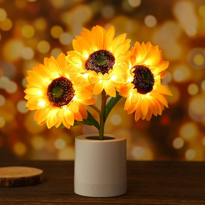 Fonkelende Zonnebloemlamp - LED Verlichting met Natuurlijk Design en Warme Gloed - Decoratieve Lamp voor Elke Ruimte-2