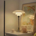 Disc Zwarte Tafellamp met Mondgeblazen Opaalglas en Uniek Driekappensysteem – Moderne Verlichting voor een Gezellige Sfeer-4