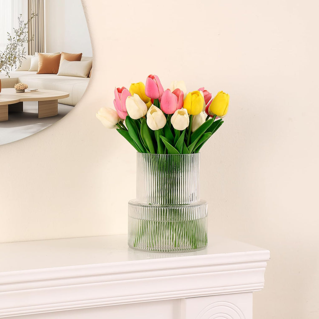 LUMINA - Elegante geribbelde glazen vaas