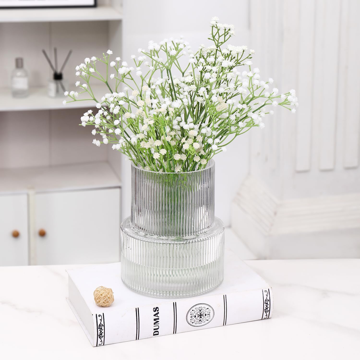 LUMINA - Elegante geribbelde glazen vaas