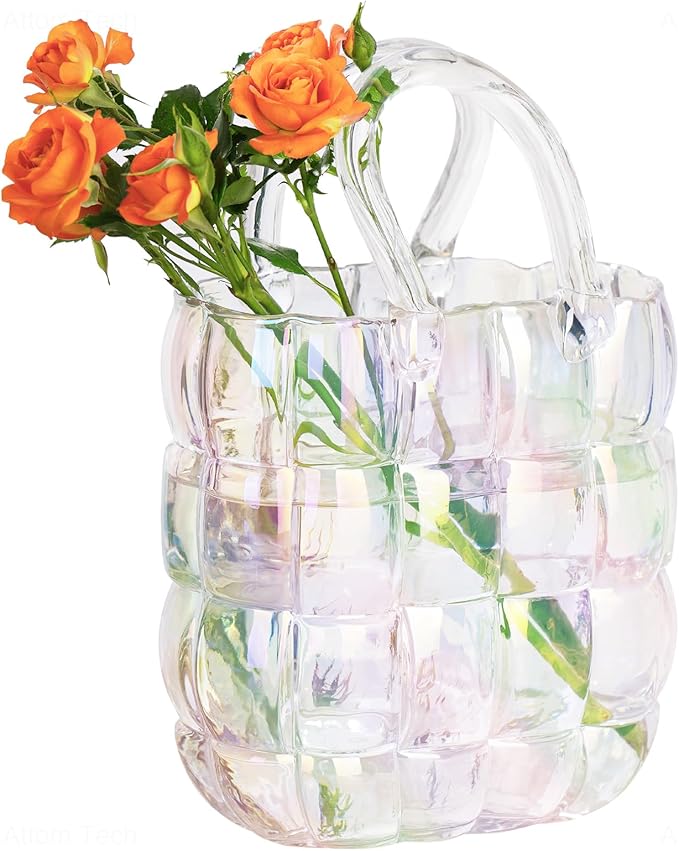 LUXEBLOOM - Elegante Glazen Handtas Vaas voor Stijlvolle Interieurs