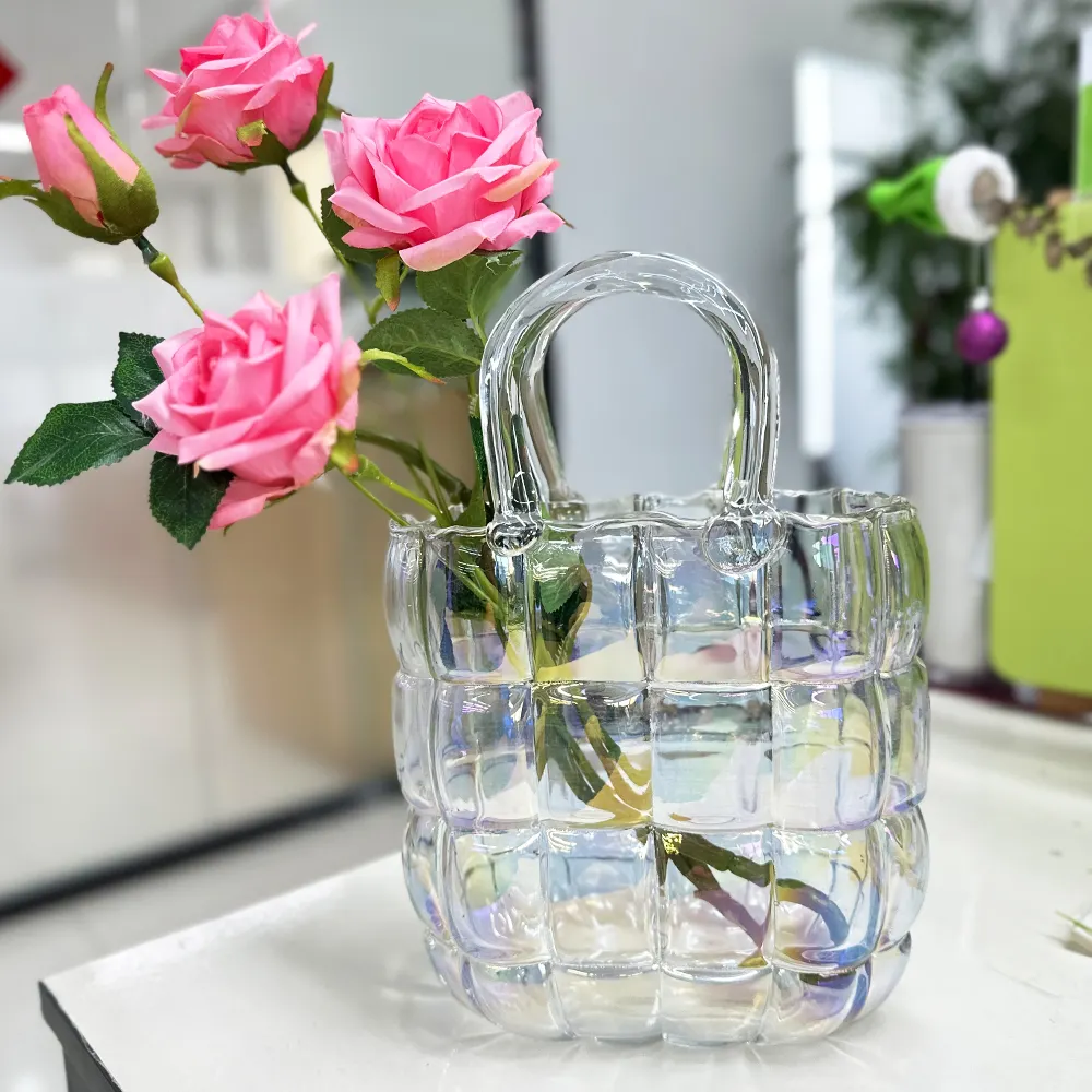 LUXEBLOOM - Elegante Glazen Handtas Vaas voor Stijlvolle Interieurs