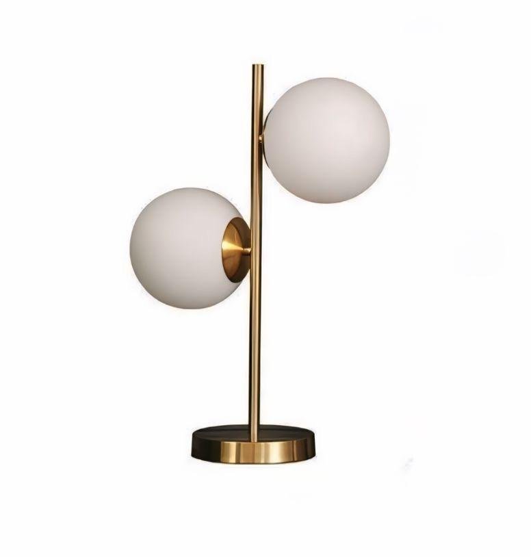 Deense Stijl Tafellamp met Glazen Accenten en Metalen Elementen – Luxe Minimalistisch Design, Hoogte 53 cm, Dimbare 3W LED-1