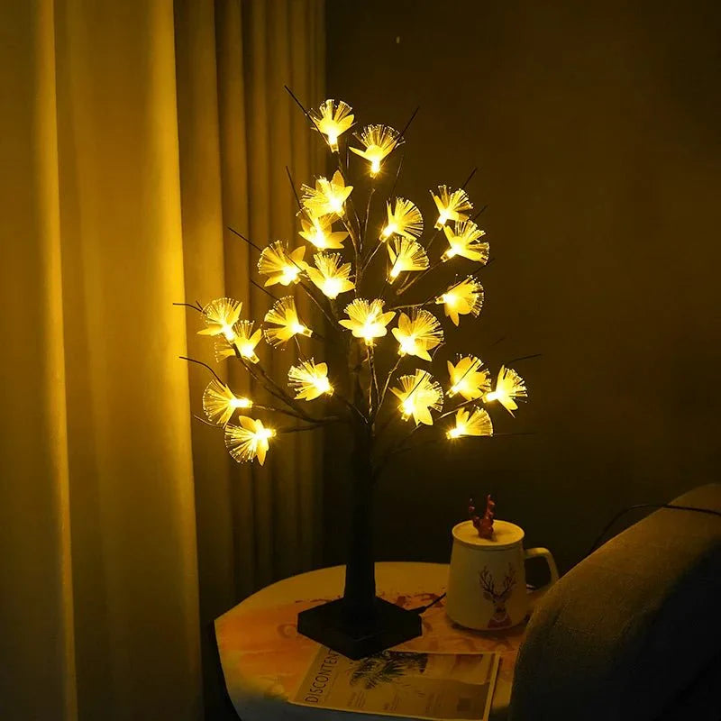 Witte Berk Bureaulamp met Roosvormige Bloemen - Warm Licht, USB en Batterij Voeding, 45 cm Hoog-5