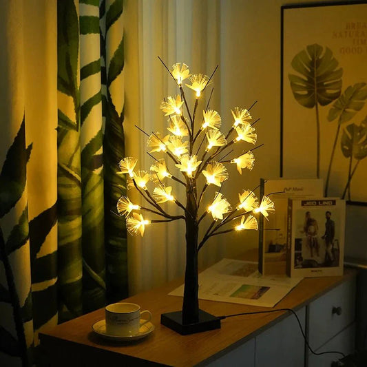 Witte Berk Bureaulamp met Roosvormige Bloemen - Warm Licht, USB en Batterij Voeding, 45 cm Hoog-1