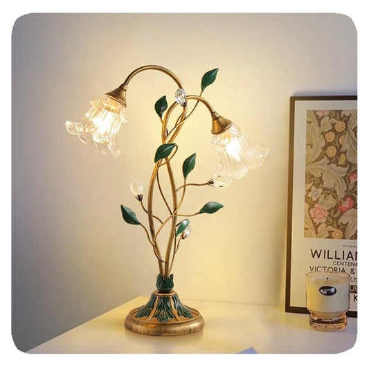 Romantische Franse Bloemen Tafellamp – Delicaat Ontwerp met Warme Verlichting – Vintage Stijl voor Slaapkamer en Woonkamer – 45x55cm-1