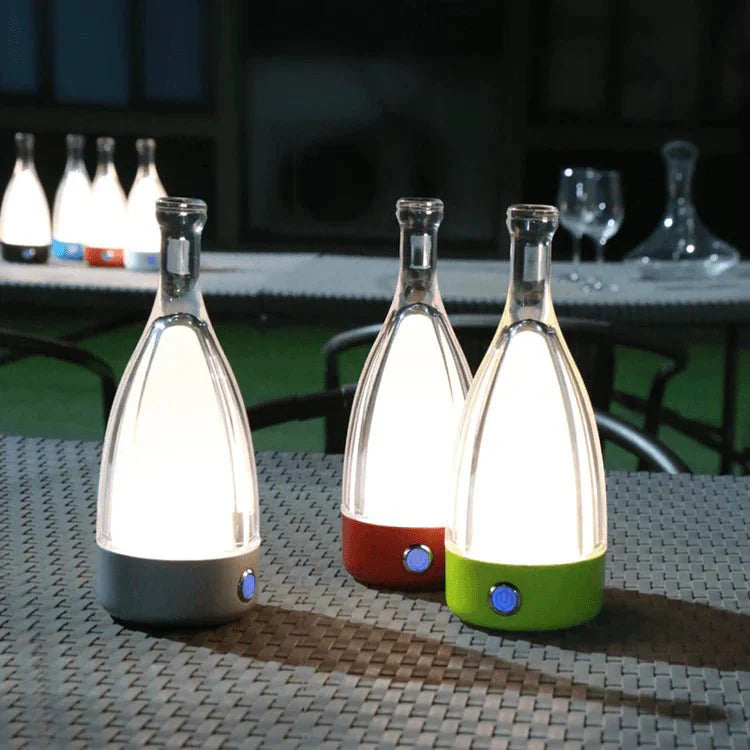Oplaadbaar Nachtlampje in Wijnfles Vorm - Decoratief Glas en Acryl met Dimbare LED Verlichting en Touch-Schakelaar-3