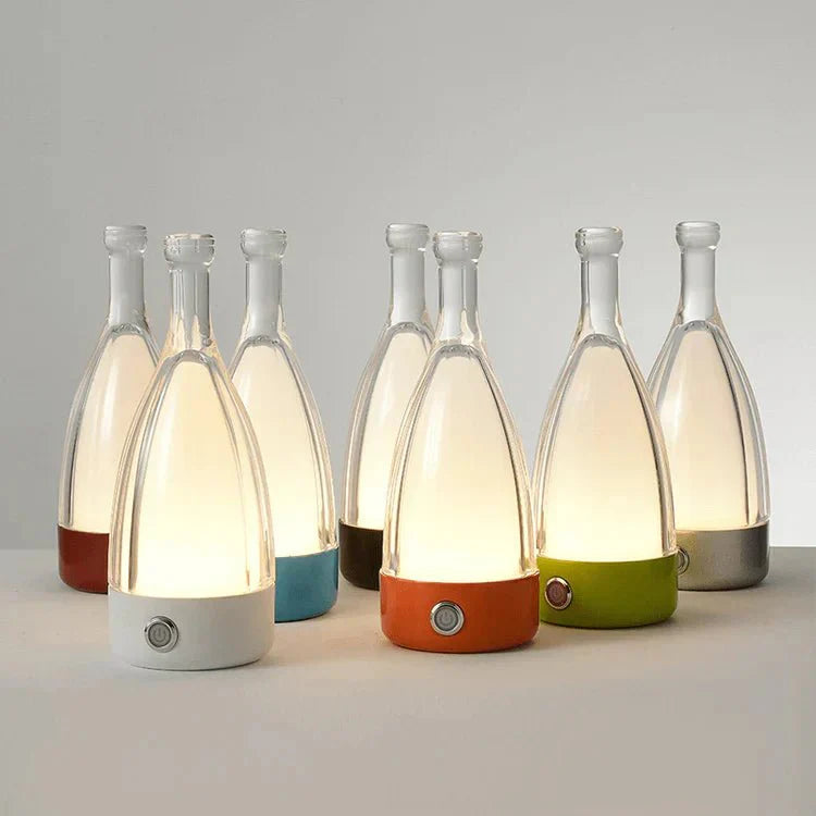 Oplaadbaar Nachtlampje in Wijnfles Vorm - Decoratief Glas en Acryl met Dimbare LED Verlichting en Touch-Schakelaar-1